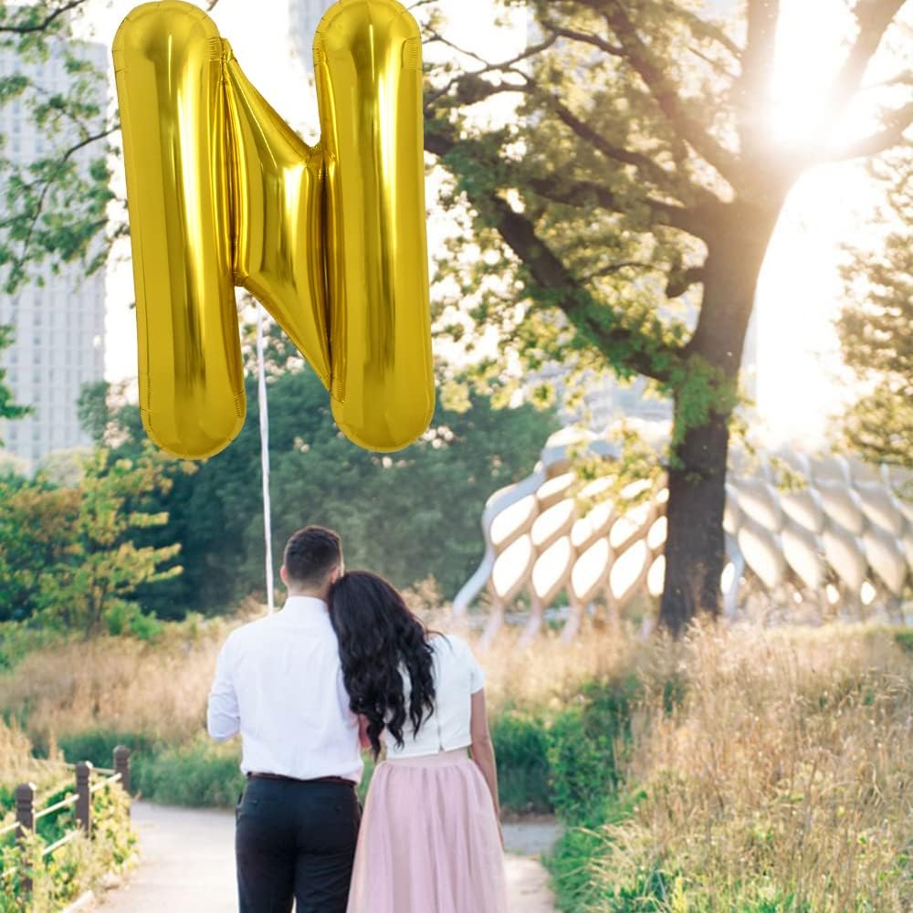 PARTY POINT Gold Foil Balloon Letter "N" 80cm – Large Gold Party Decoration Balloon - Image 2
