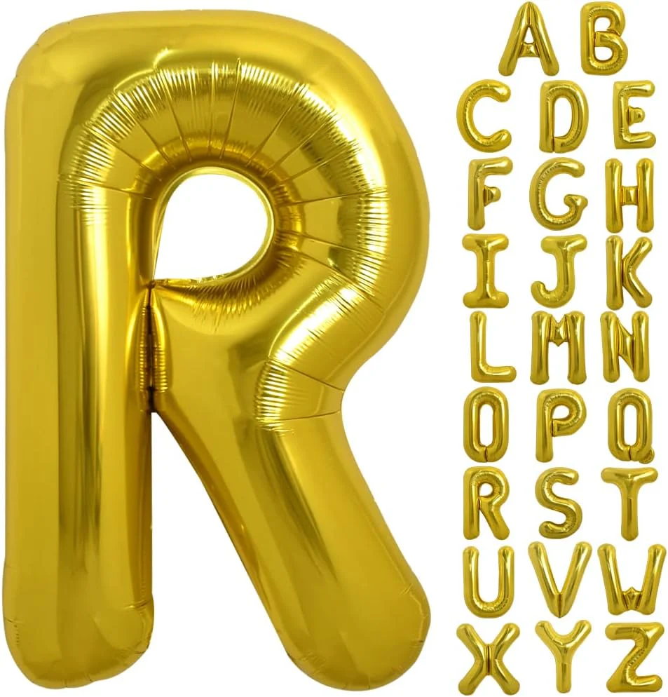 PARTY POINT Gold Foil Balloon Letter "R" 80cm – Helium Balloon for Special Events
