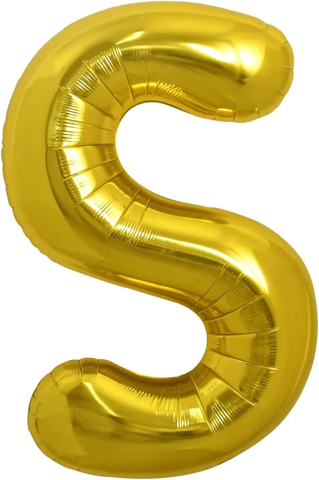 PARTY POINT Gold Foil Balloon Letter "S" 80cm – Decorative Balloon for Party Setup