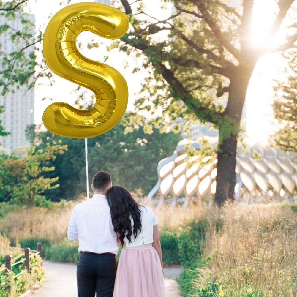 PARTY POINT Gold Foil Balloon Letter "S" 80cm – Decorative Balloon for Party Setup - Image 2