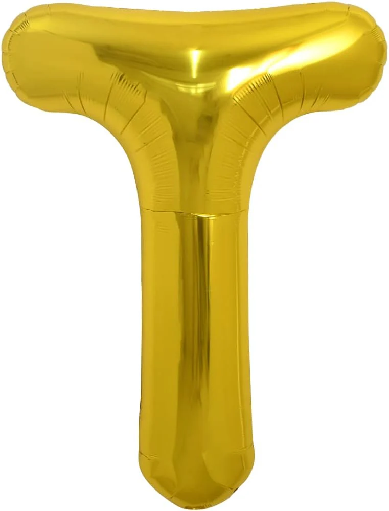 PARTY POINT Gold Foil Balloon Letter "T" 80cm – Shiny Gold Foil Party Decoration
