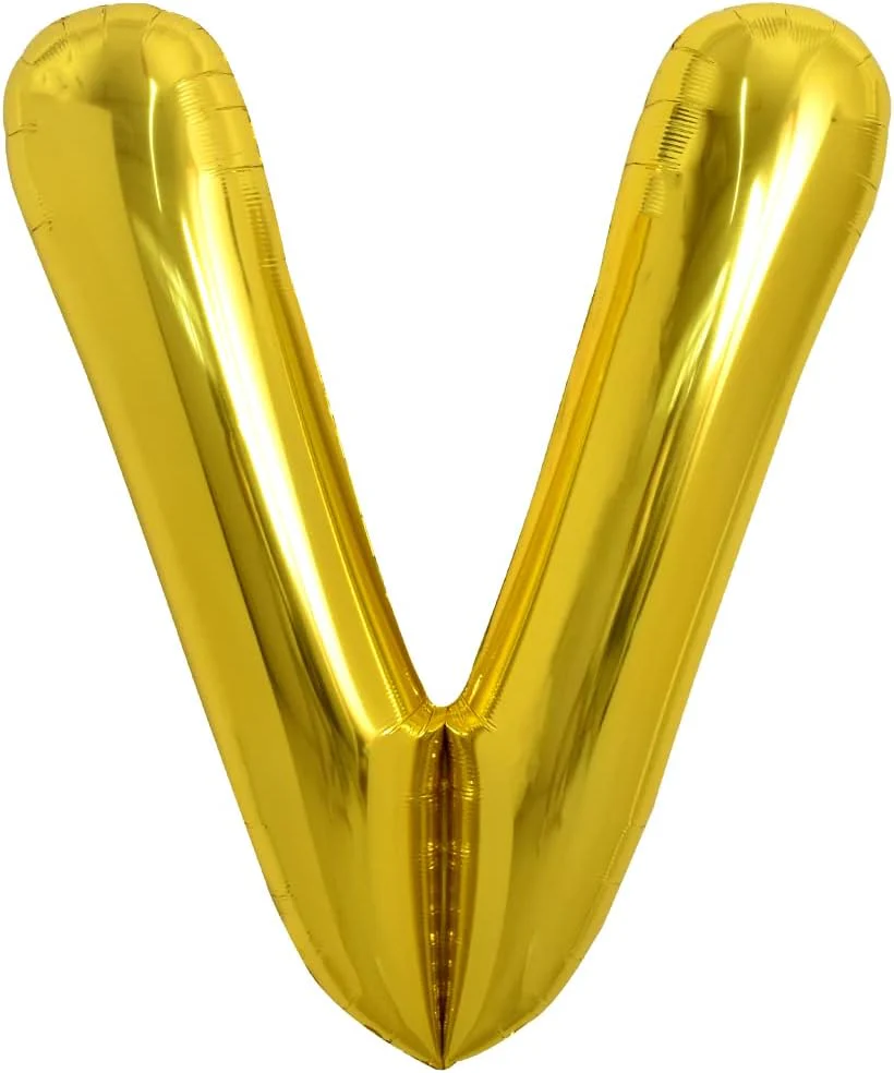 PARTY POINT Gold Foil Balloon Letter "V" 80cm – Stylish Balloon for Birthday Party