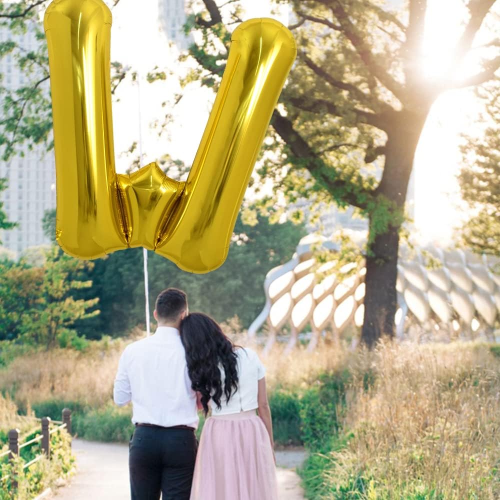 PARTY POINT Gold Foil Balloon Letter "W" 80cm – Gold Balloon for Wedding & Events - Image 2