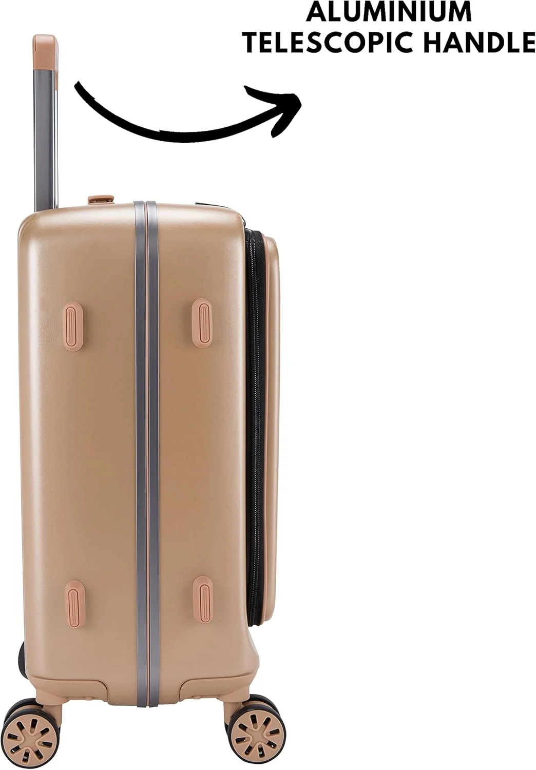 Pierre Cardin PC86326 19-Inch Hard Shell Laptop Trolley Bag with Front Laptop Pocket & TSA Lock – Champagne - Image 2