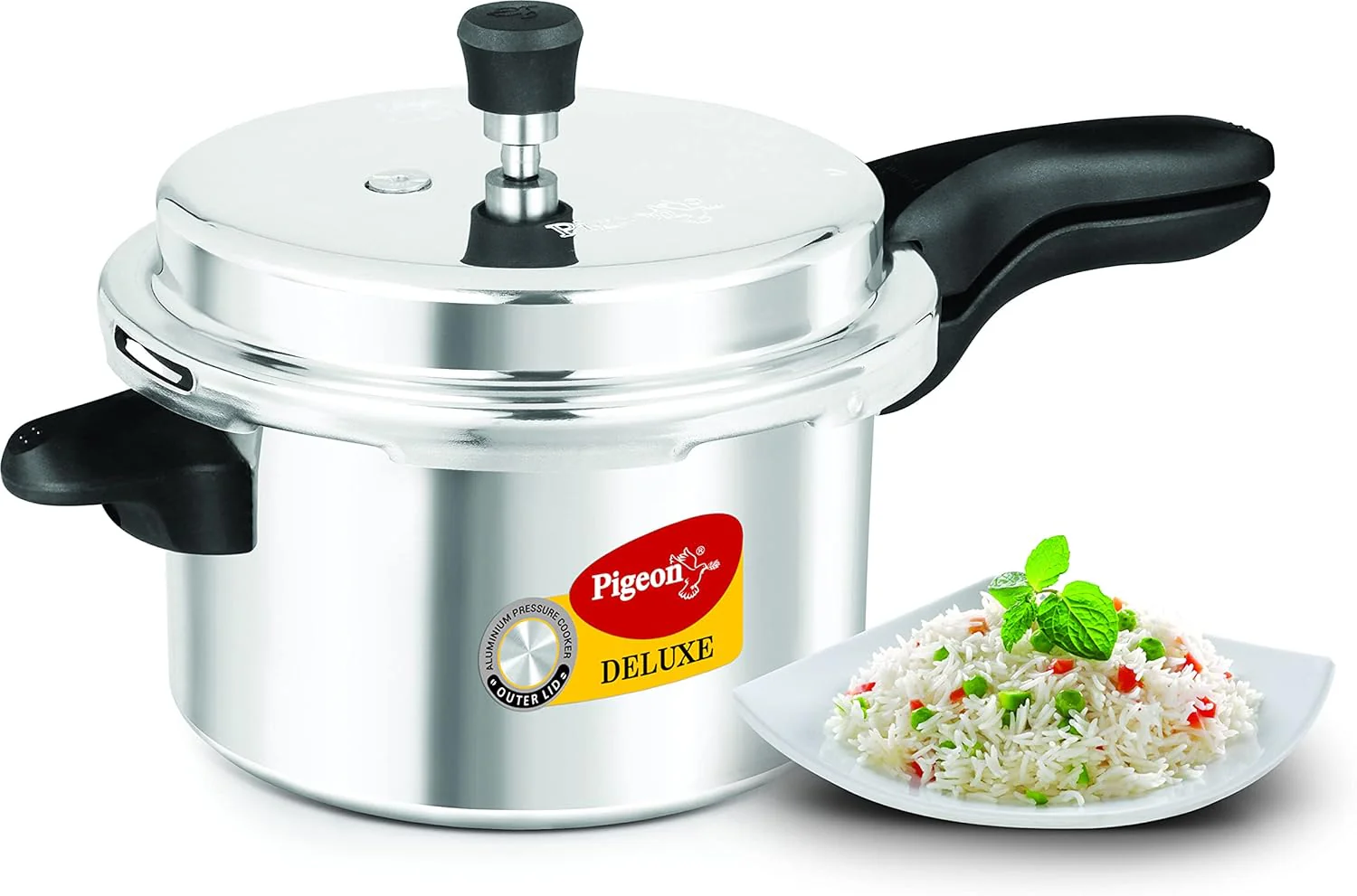 Pigeon Aluminum Pressure Cooker, Silver, 5 Litres