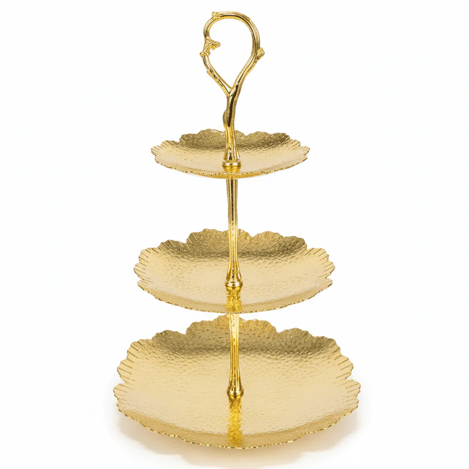 Pilsco Grand Three-Tier Round Gold Candy Serving Stand for Large Gatherings and Celebrations – 30 cm