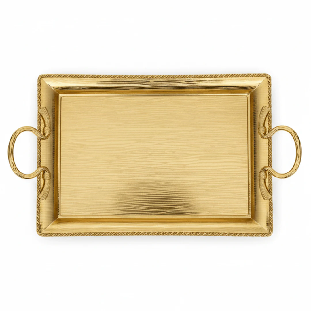 Pilsco Luxury Gold Stainless Steel Serving Tray with Elegant Handles – 50×35cm