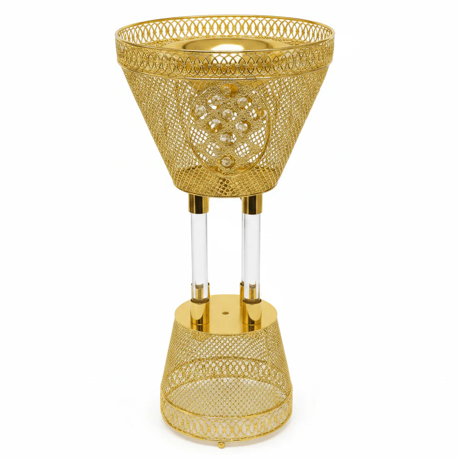Pilsco Premium Gold Metal And Acrylic Incense Burner with Diamond Pattern 60×30 cm Large Luxury Burner