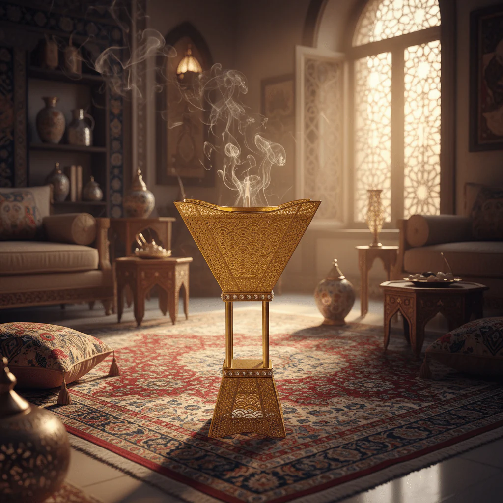 Pilsco Premium Gold Metal Incense Burner with Diamond Pattern 67×34 cm Large Decorative Burner - Image 2