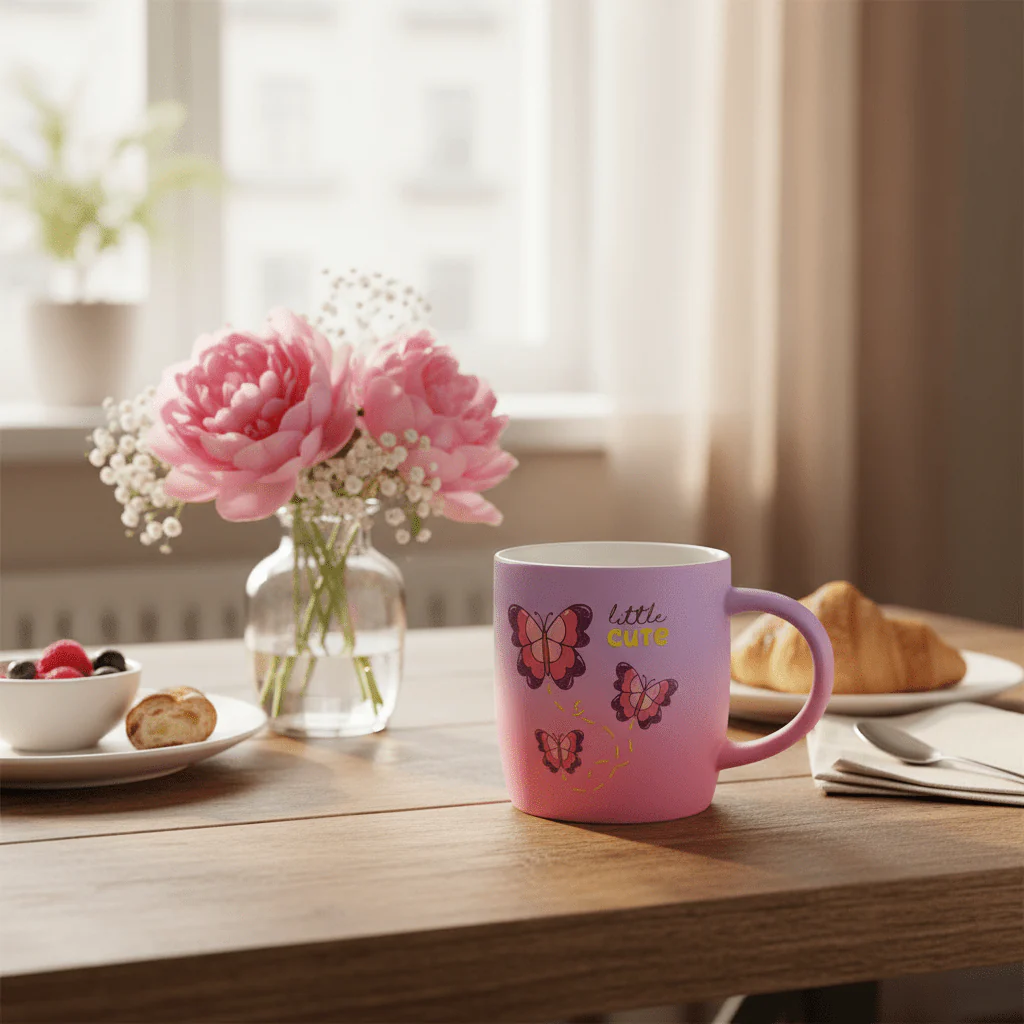 Little Cute Butterfly Ceramic Mug — Purple & Pink Ombre | 350ml - Image 3