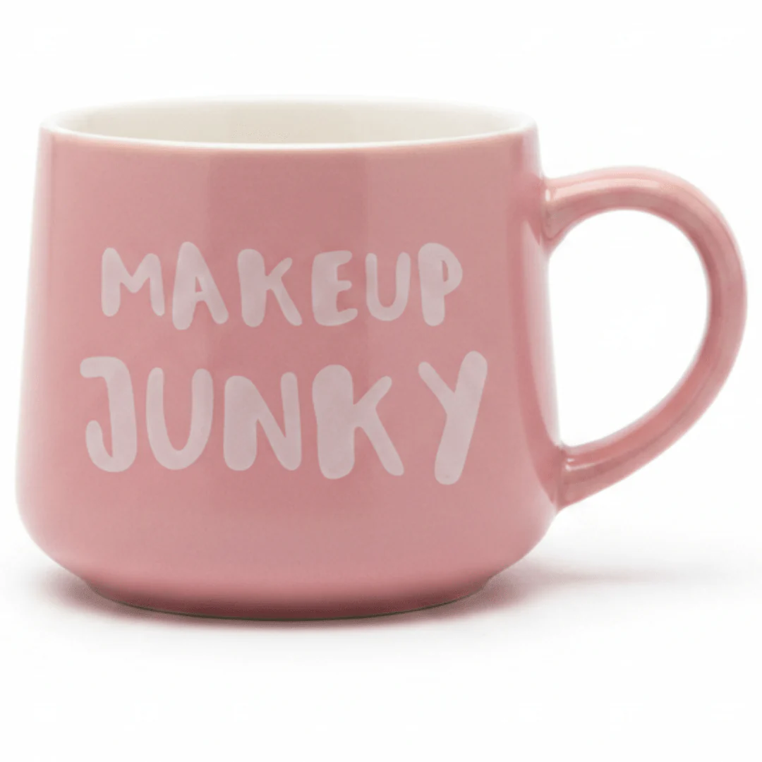 Makeup Junky Pink Ceramic Mug with 3D Lipstick Surprise — 400ml