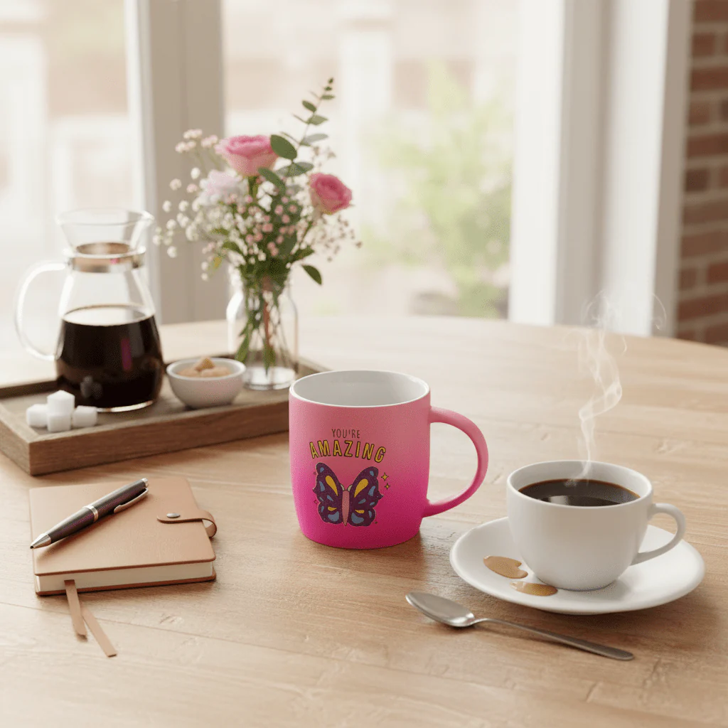You're Amazing Pink Butterfly Ceramic Mug – 350ml | Motivational Gift Mug - Image 2