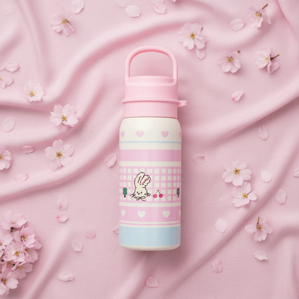 Pink & Cream Elegant Metal Water Bottle with Premium Designer Finish – 500 ml - Image 4