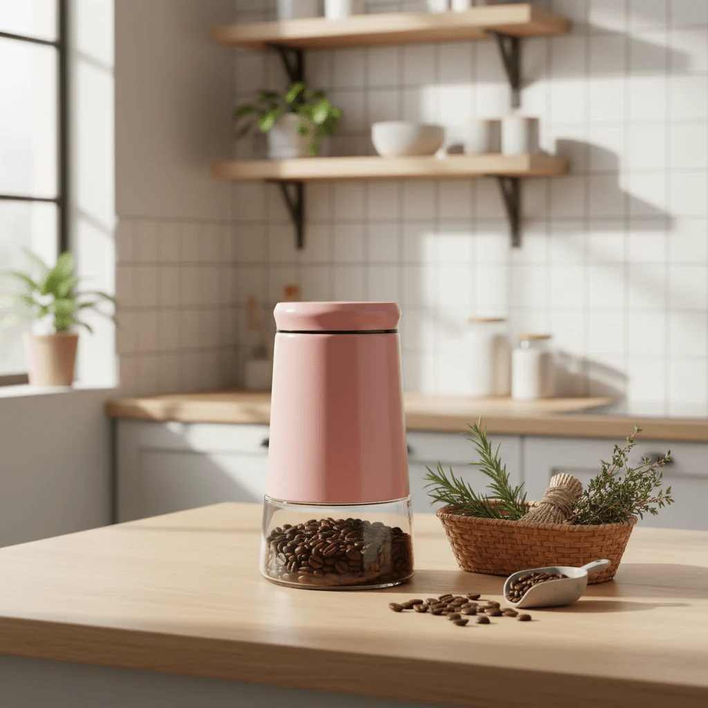 Pink Metal & Glass Canister — 1 Litre | Airtight Storage Jar for Kitchen & Pantry - Image 2