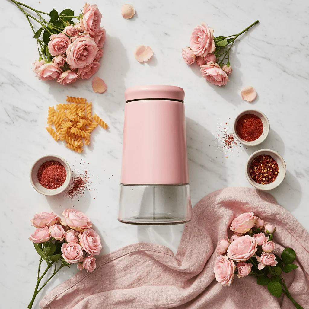 Pink Metal & Glass Canister — 1 Litre | Airtight Storage Jar for Kitchen & Pantry - Image 3
