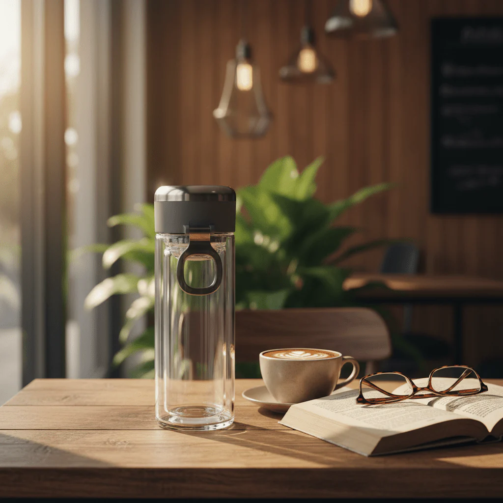 Plain Clear Glass Bottle with Modern Grey Cap – 300 ml - Image 2