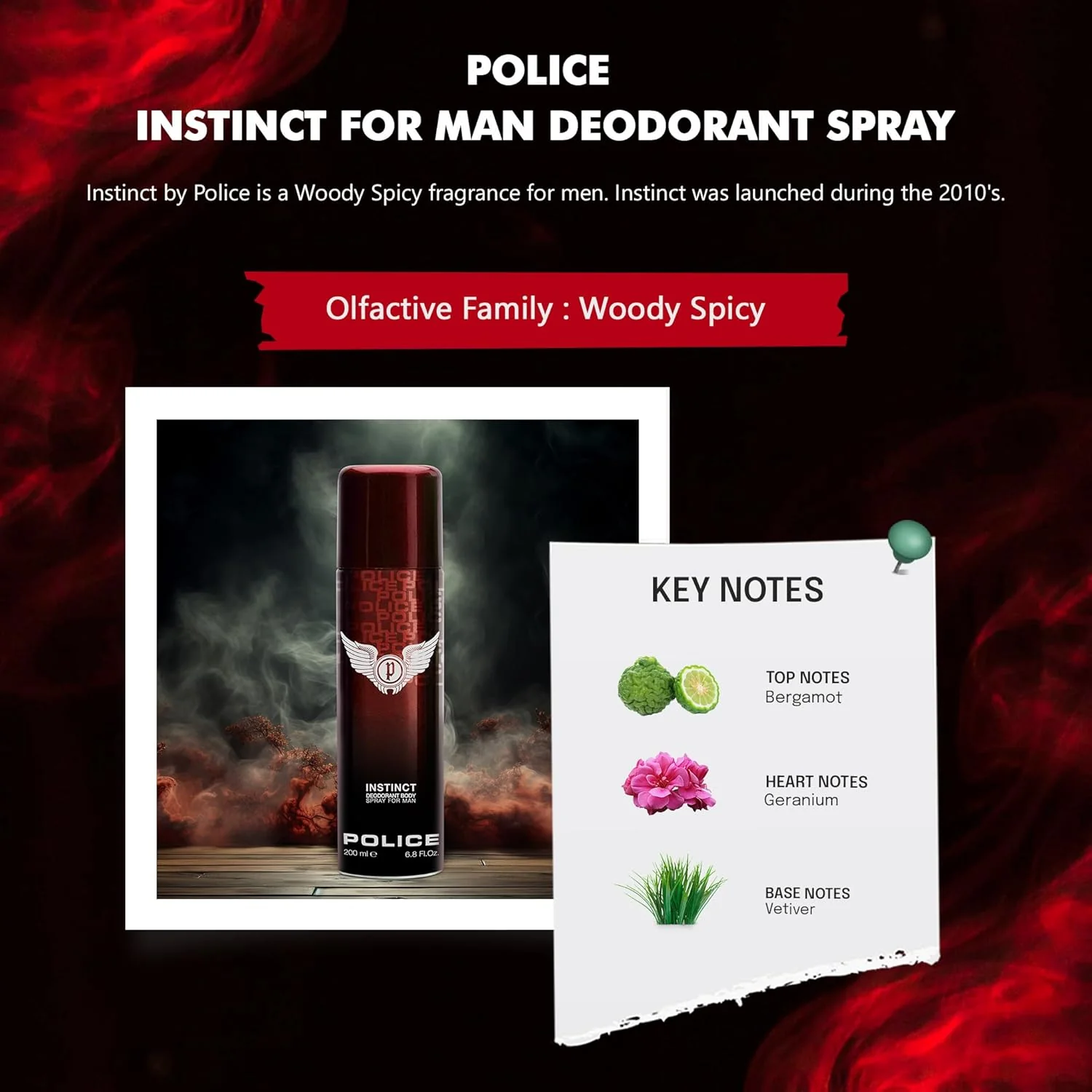 Police Instinct Deodorant Spray 200ML - Image 3
