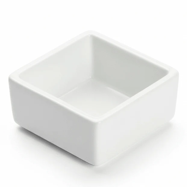 Porceletta White Square Ceramic Bowl – 8 cm Modern Minimalist Bowl for Desserts, Sauces & Side Dishes