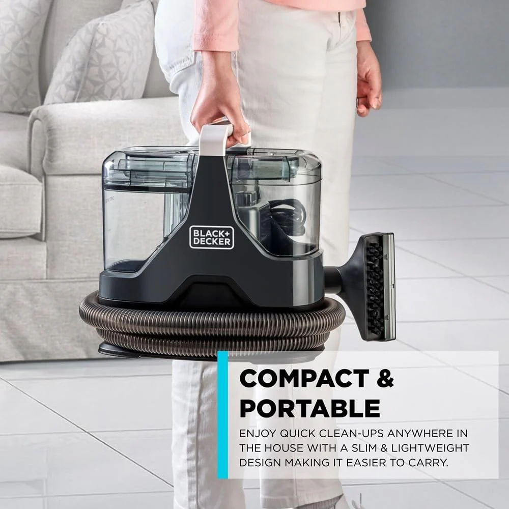BLACK+DECKER 600W Multisurface Spot Cleaner for Carpet, Sofa, Upholstery, Stairs & Car Interior | Stain Remover with Dual Tank System, 5 Attachments, Cleaning Solution, Black | BHSC600C-B5 - Image 5
