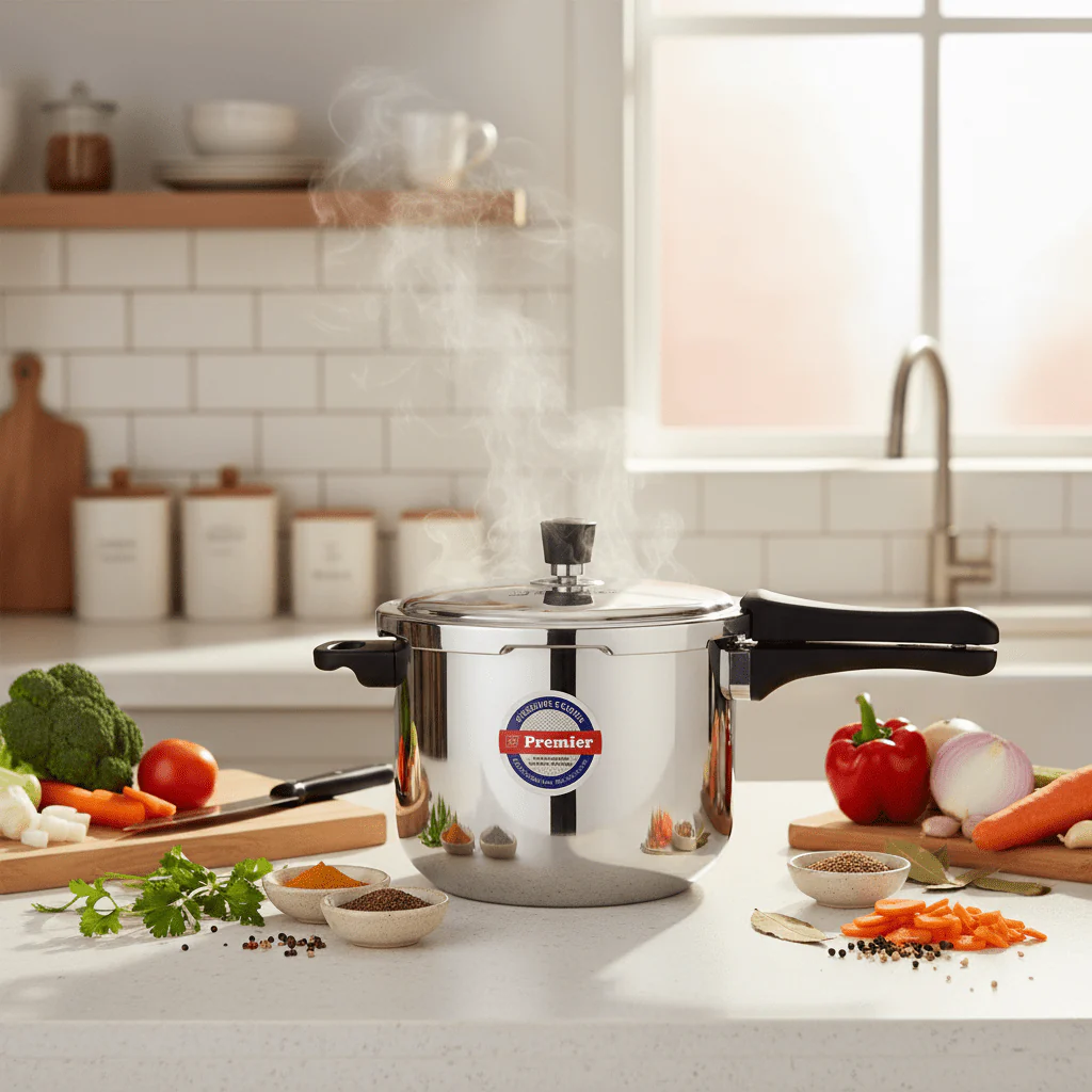 Premier 5L Stainless Steel Triply Pressure Cooker – Heavy Base - Image 2