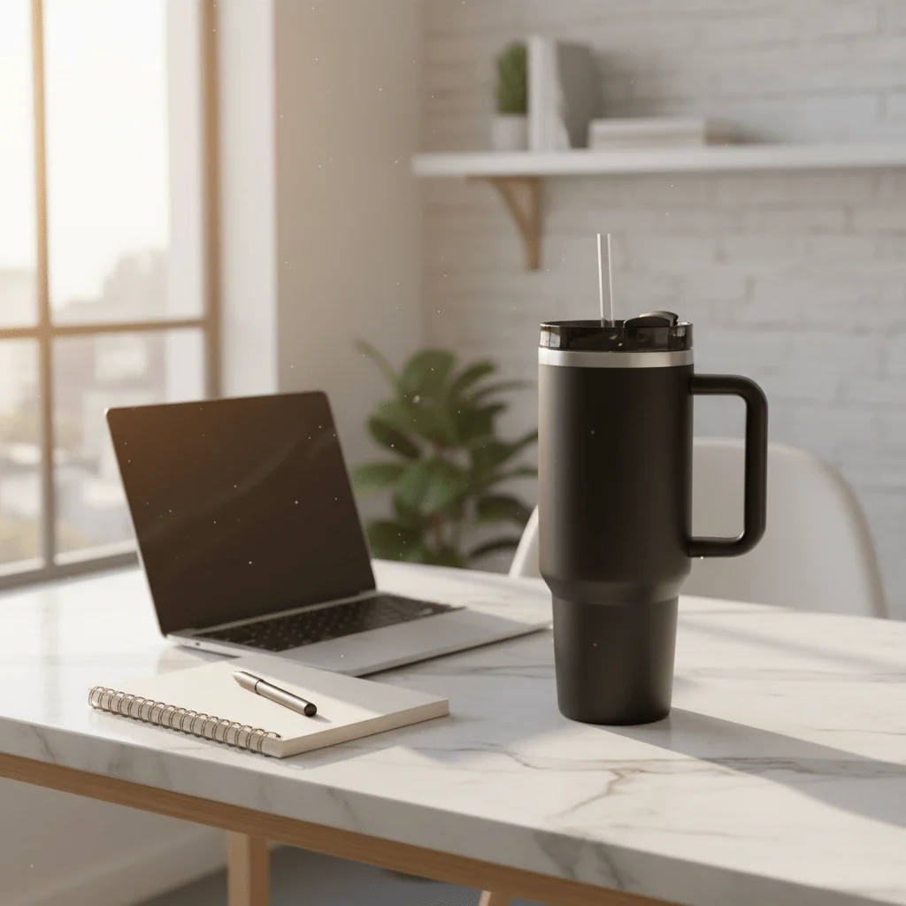 Premium Black Metal Vacuum Insulated Bottle with Handle – 26 cm - Image 2