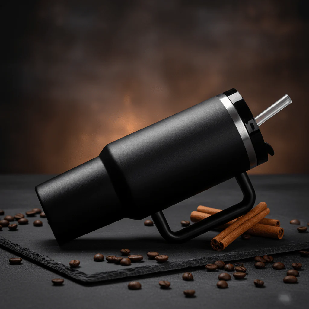 Premium Black Metal Vacuum Insulated Bottle with Handle – 26 cm - Image 4