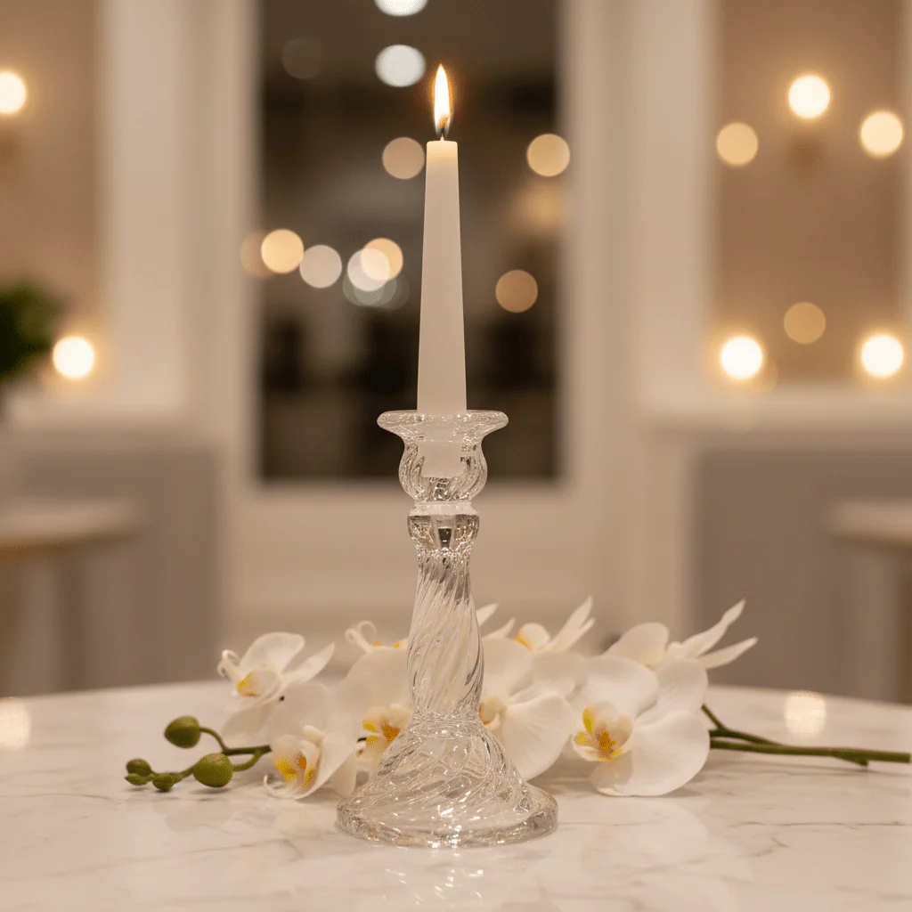 Premium Glass Footed Decorative Candle Holder for Luxury Interior and Event Styling – 18cm - Image 2