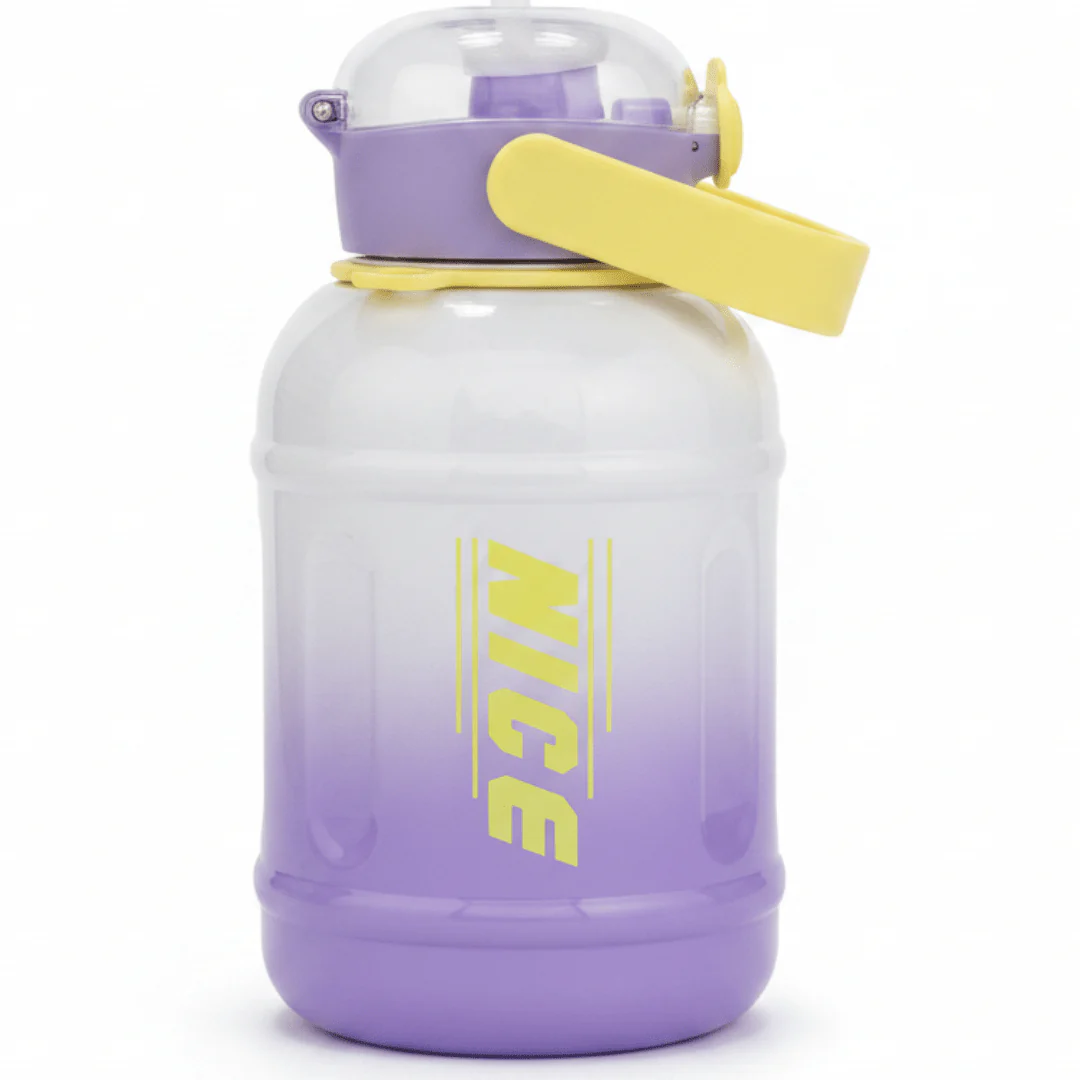 Premium Purple Stainless Steel Vacuum Insulated Water Bottle with Stylish Yellow Carry Handle 1200ml