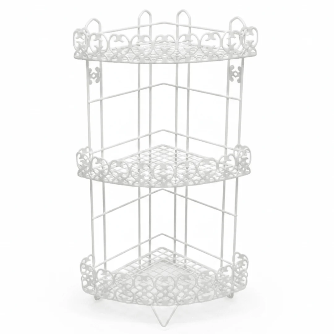 Premium White Metal 3-Tier Storage Rack for Kitchen Bathroom and Home Organization – 60 cm