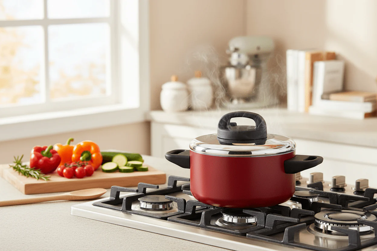 Prestige Classique 18cm Non-Stick Casserole (1.9L) – 3X Ultra Tough with Steel Lid, Red (PR21542) - Image 4
