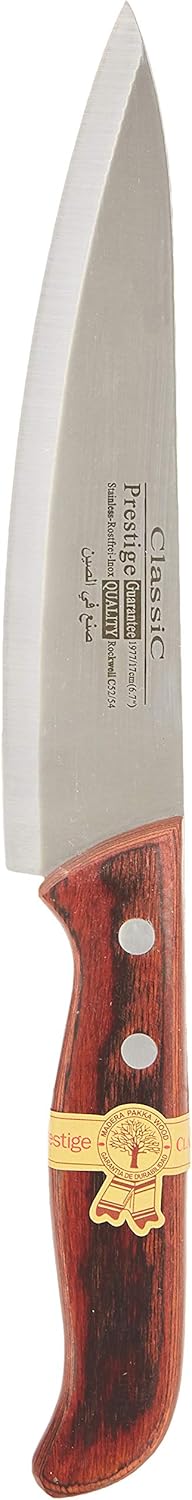 Prestige Knife Set Of 6 Pieces With Wooden Stand-Brown&Silver - Image 4