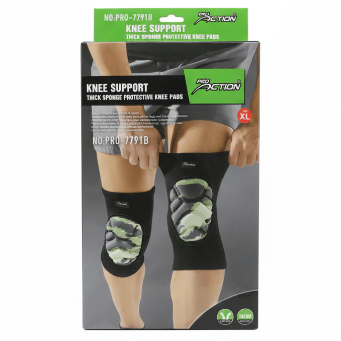 Pro Action Thick Sponge Protective Knee Support Pads – Black (PRO-7791B) XL