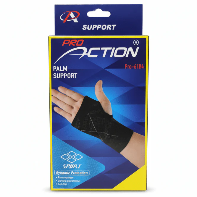 Pro Action Palm Support – Dynamic Compression Wrist Brace | Black (Pro-6184)