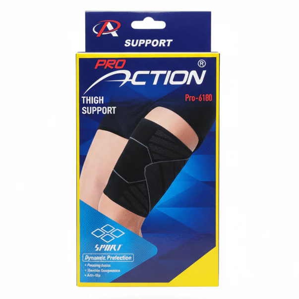Pro Action Thigh Support – Dynamic Compression Brace | Black (Pro-6180)