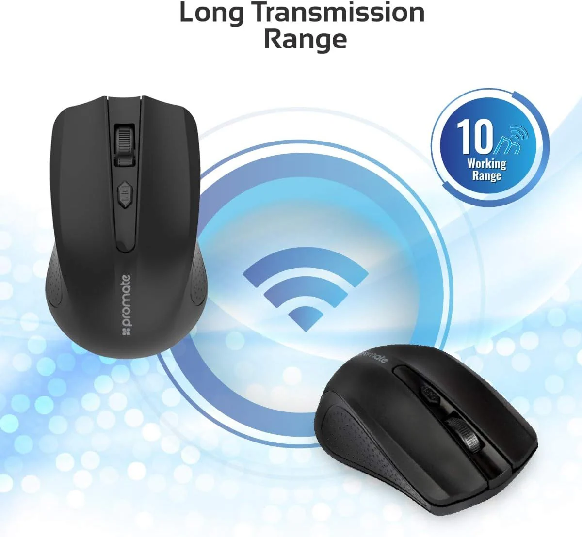 Promate 2.4G Portable Optical Wireless Mouse with USB Nano Receiver 10m Working Distance, Auto Sleep Function and 3 Adjustable DPI Level, Clix 8, Black - Image 5