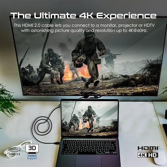 PROMATE HDMI 2.0 Cable, 4K@60Hz HDMI to HDMI Slim 3 meter Cable, 18 Gbps Bandwidth, Ethernet Support and Gold-Plated Connectors, ProLink4K60-300 - Image 4