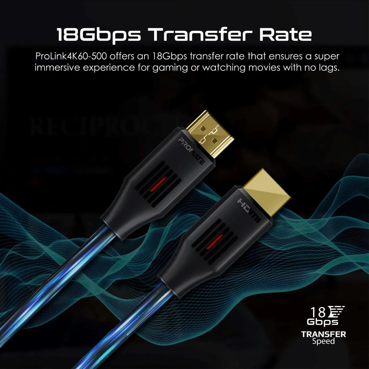 PROMATE HDMI 2.0 Cable, 4K@60Hz HDMI to HDMI Slim 5 meter Cable, ProLink4K60-500 - Image 4