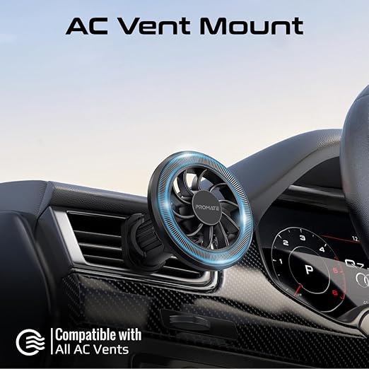 PROMATE Magnetic Car Mount, Universal Magnetic Ring AC Vent Mount Holder with N52 Powerful Magnets, 360 Degree Rotation, Multi-Angle Support, ClipMount - Image 2