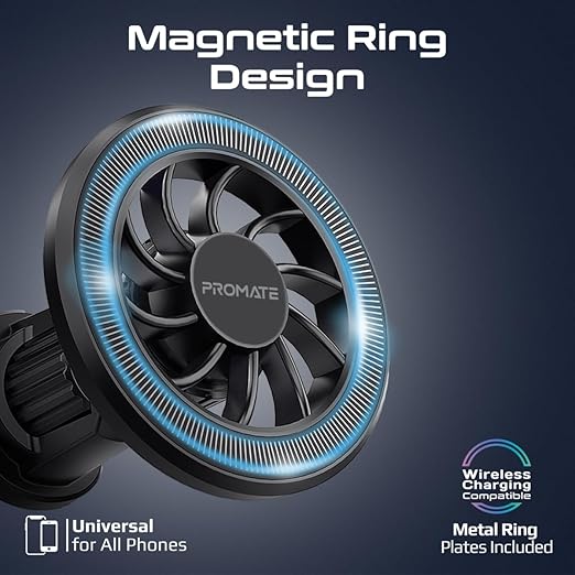 PROMATE Magnetic Car Mount, Universal Magnetic Ring AC Vent Mount Holder with N52 Powerful Magnets, 360 Degree Rotation, Multi-Angle Support, ClipMount - Image 3