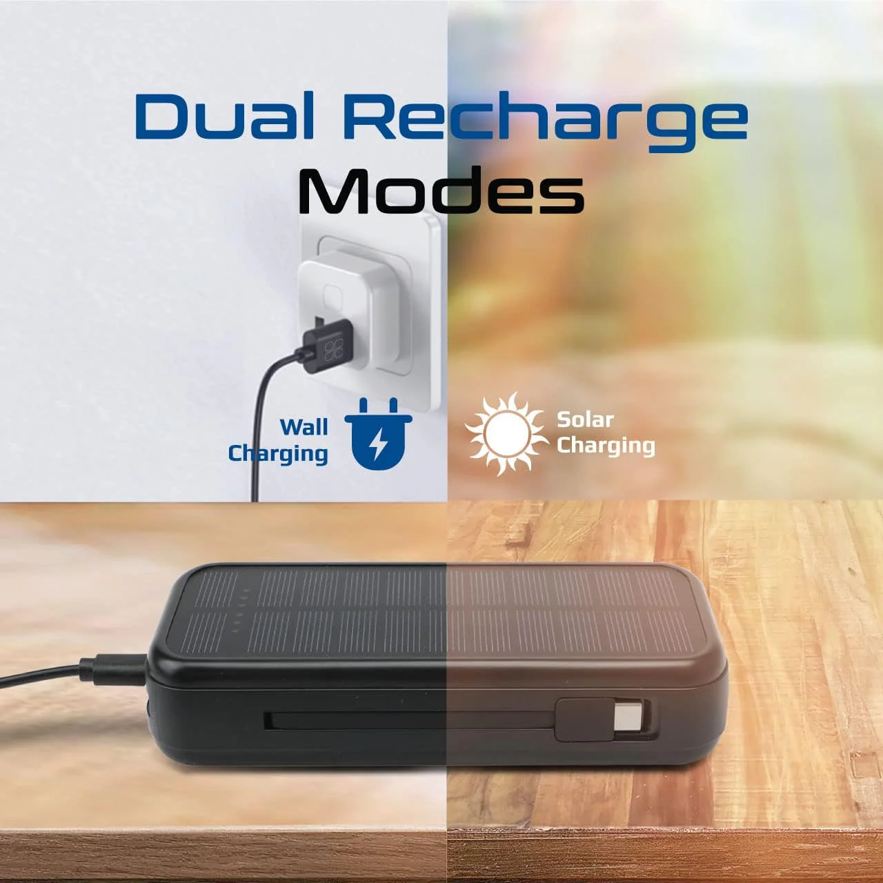 Promate Solar Power Bank, Portable 20000mAh Battery Charger with Built-in 5V/2.1A USB-C and Lightning Cables, 20W USB-C Power Delivery and Dual QC 3.0 Ports for iPhone 13, Galaxy S25, SolarTank-20PDCi - Image 6