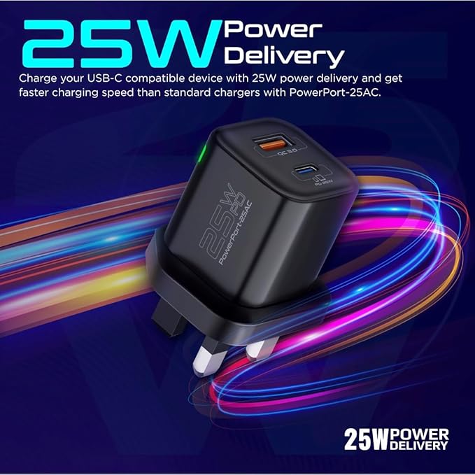 PROMATE Ultra Fast Dual Port Charger 25 Watt, Black - Image 2