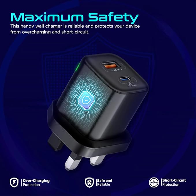 PROMATE Ultra Fast Dual Port Charger 25 Watt, Black - Image 5