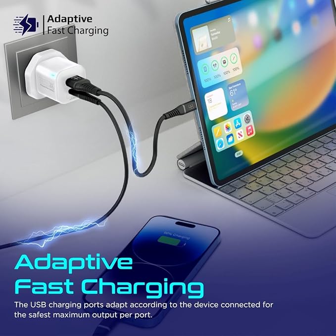 PROMATE Ultra Fast Dual Port Charger 25 Watt, White - Image 6