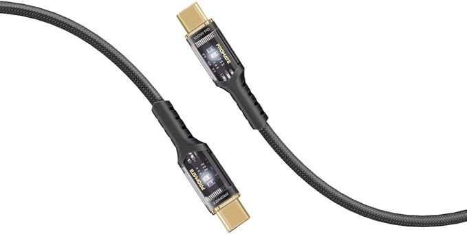 PROMATE USB-C to USB-C Cable, 1.2 meter Fast-Charging 100 Watt, LED, 480 Mbps Data Sync, LucidLine-CC120 Black