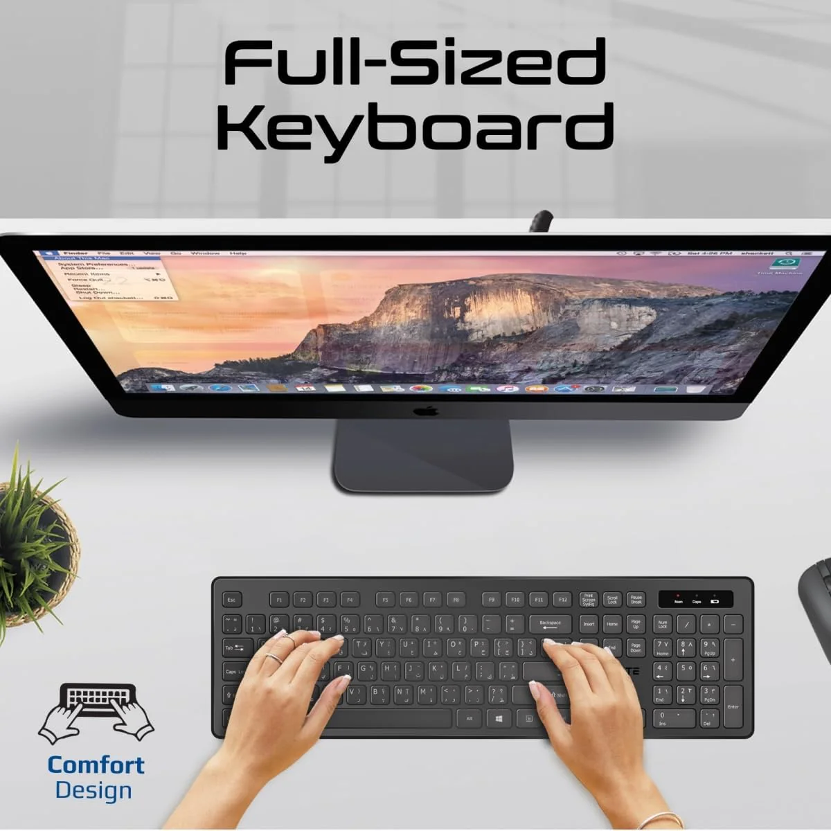 Promate Wireless Keyboard and Mouse Combo, Slim Full-Size2.4Ghz Wireless Keyboard, 1600 DPI Ambidextrous Mouse, Nano USB Receiver, Quiet Keys, Angled Kickstand for iMac, MacBook, ASUS, English/Arabic - Image 5