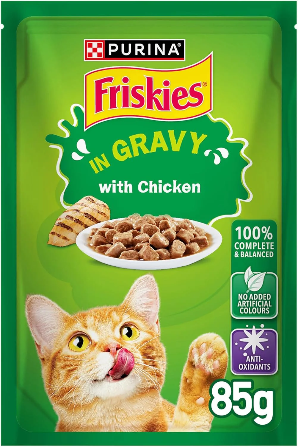 Purina Friskies Chicken Chunks In Gravy Wet Cat Food Pouch 85G