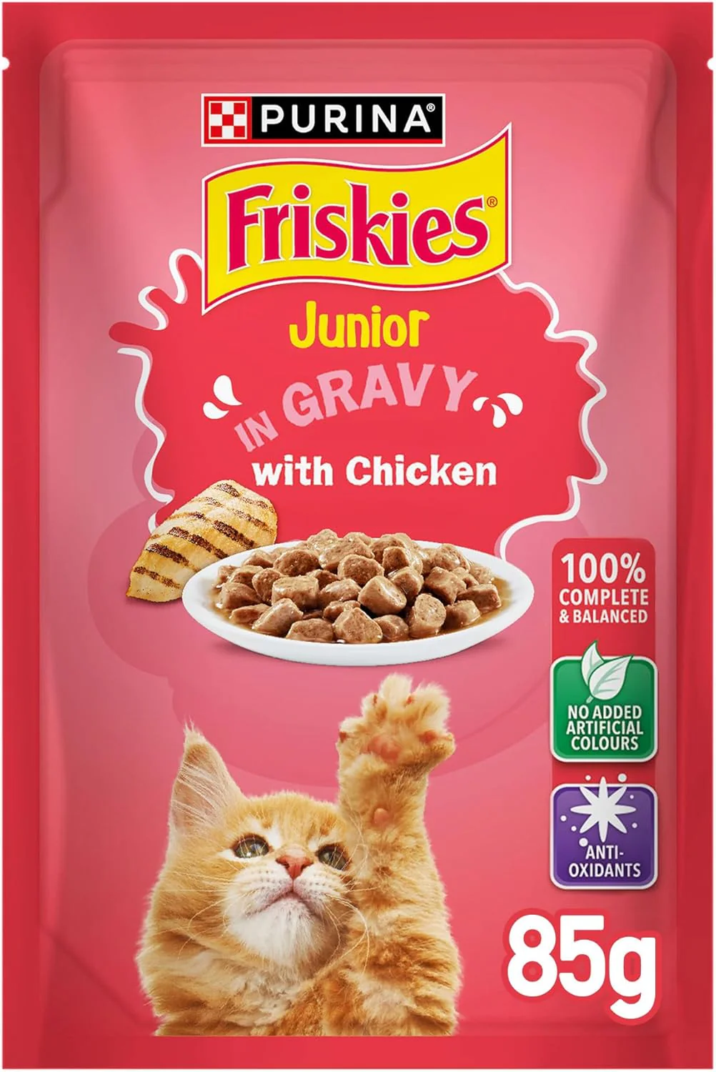 Purina Friskies  Kitten Chicken Chunks in Gravy Wet Cat Food Pouch 85g