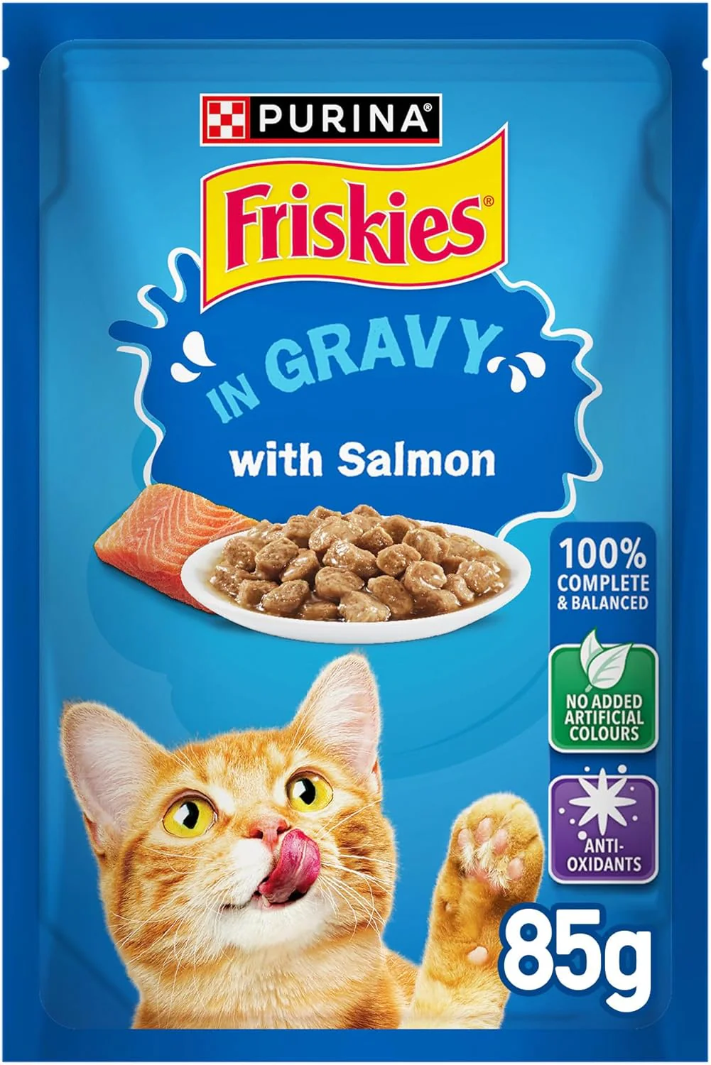 Purina Friskies Salmon Chunks in Gravy Wet Cat Food Pouch 85g