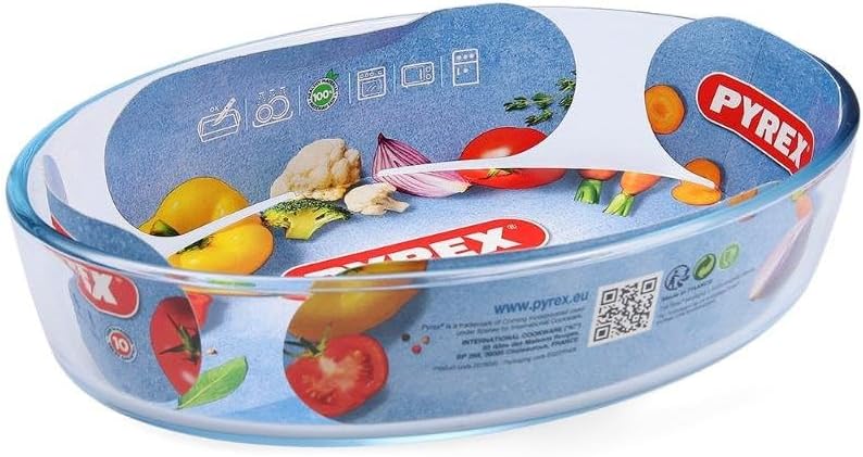 PYREX Oval Borosilicate Glass Roaster/Baking Tray 1.6 Liter, 26cm*18cm - Image 3