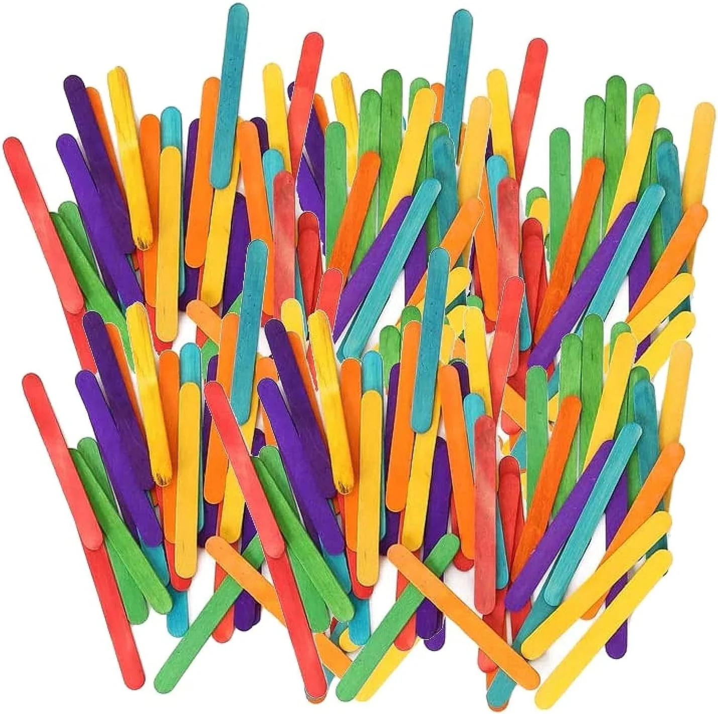 QING MIAN 50pcs Colourful Wooden Chip Craft Stick 11.4cm*1cm